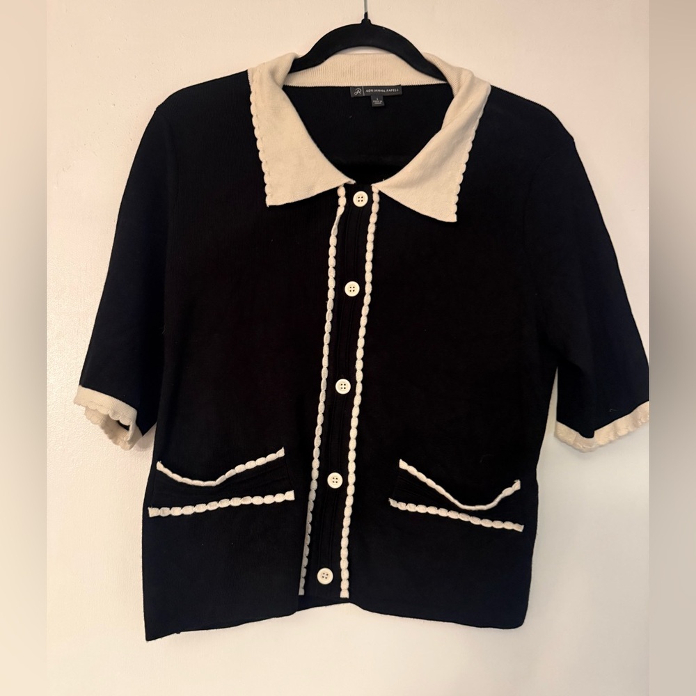 Black and white business shirt.